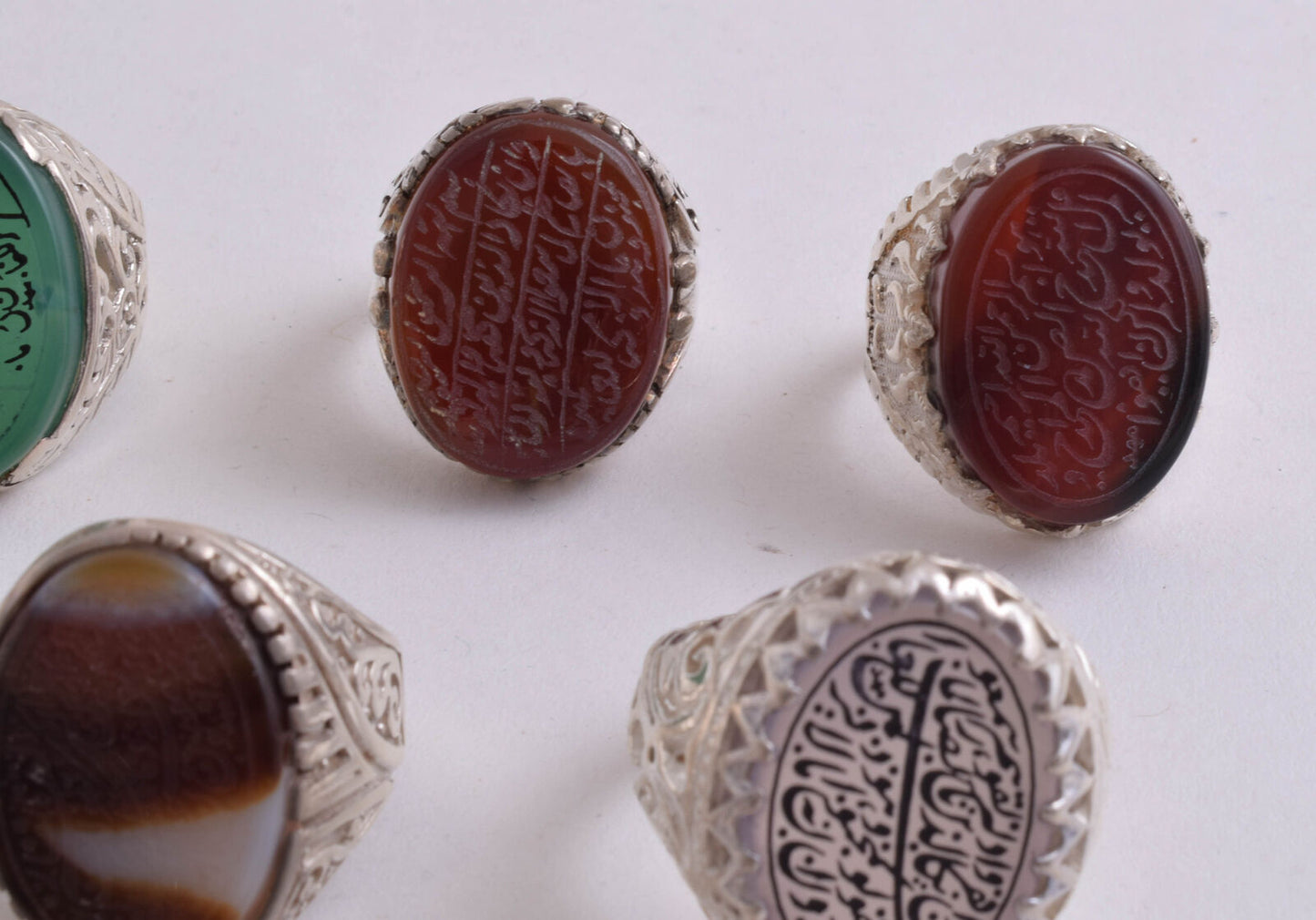 14 Islamic rings collection, Koran, Quran, Yemen agate men rings-Wholesale Lot