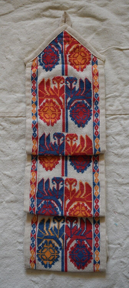 Hand Stitched embroidered Palestinian Linen Tissue Roll Paper Holder