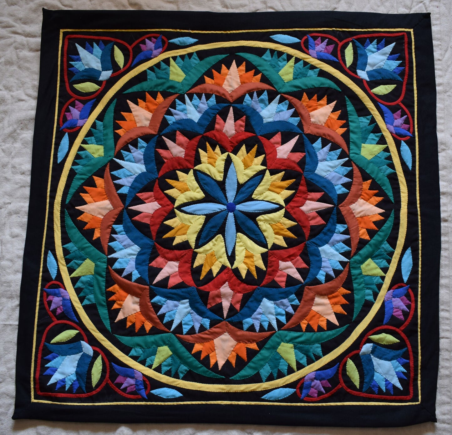 Hand stitched Egyptian colorful applique quilt patchwork/wall hanging Tapestry