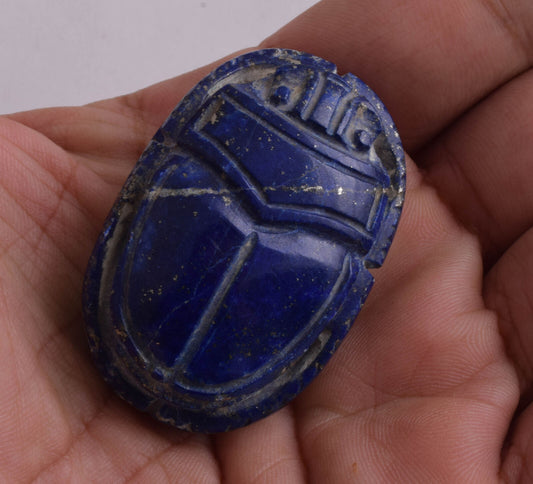 Egyptian Scarab-Carved Egyptian Lapis Lazuli Scarab- 2" /  60 gram