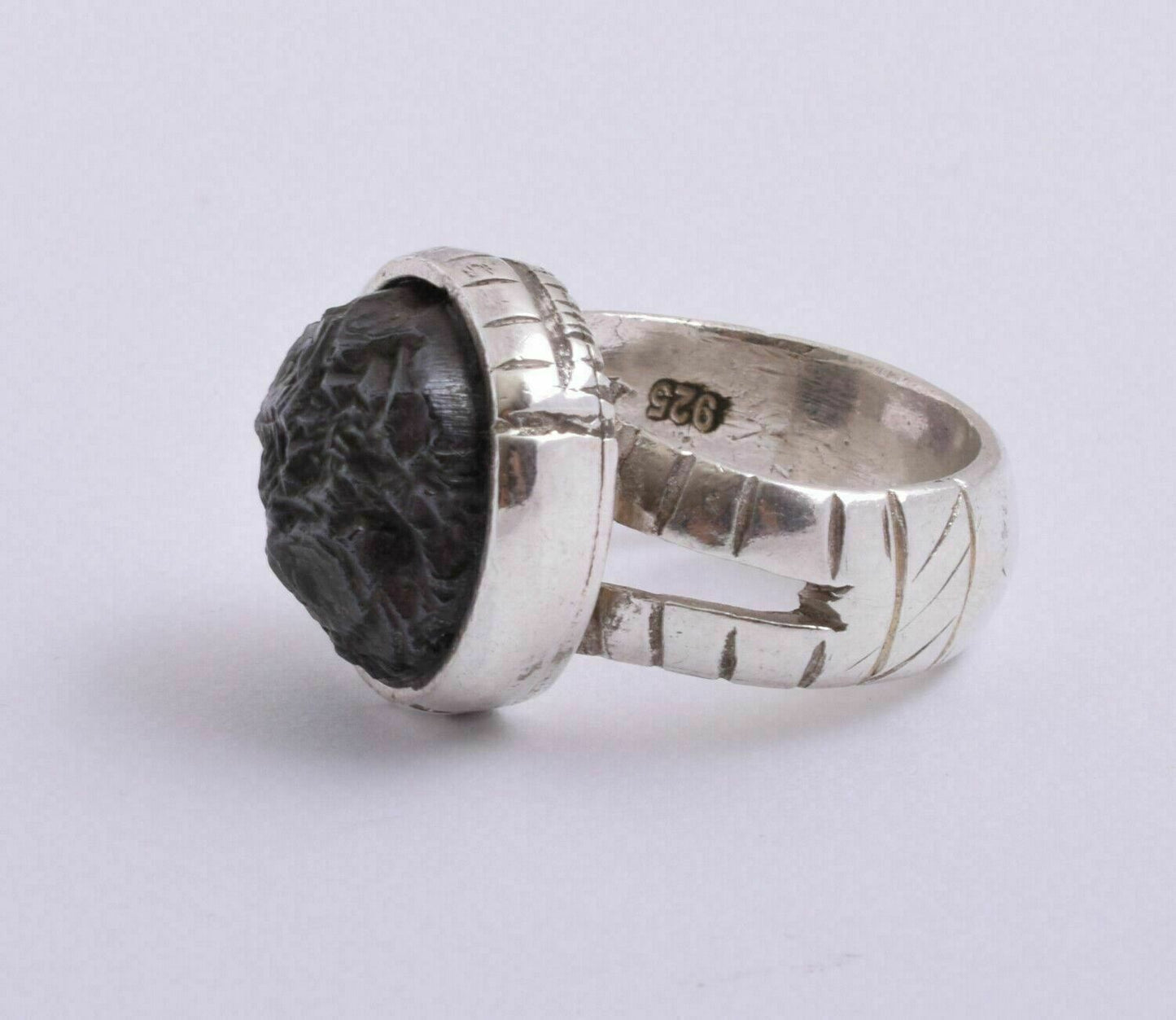 Goethite after Marcasite stone 925 sterling Silver Men Ring-Handcrafted-Egypt
