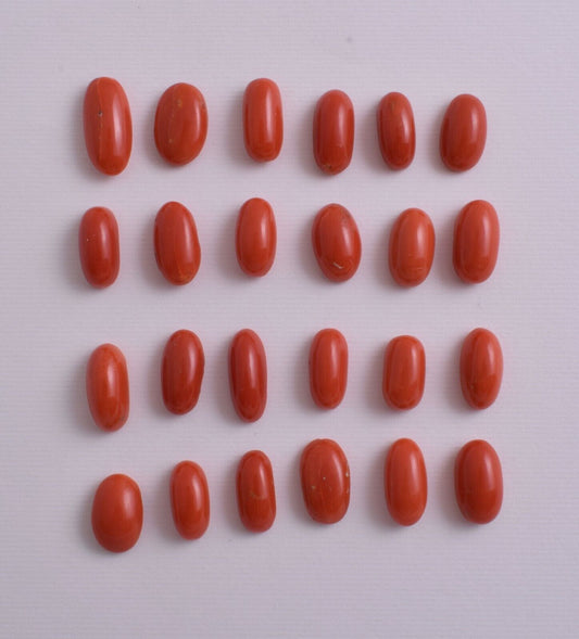 Natural Red Coral Cabochon Cab-24Pcs untreated Mediterranean Red Coral-96 Carats