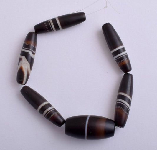 6 Antique banded Agate Beads wholesale-African Trade beads-54 gram