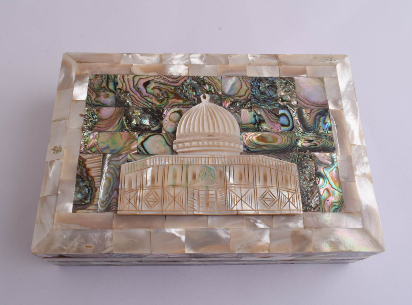 Vintage Islamic Quran Koran Box-Dome of the Rock- Mother of Pearl-Carved-Inlays
