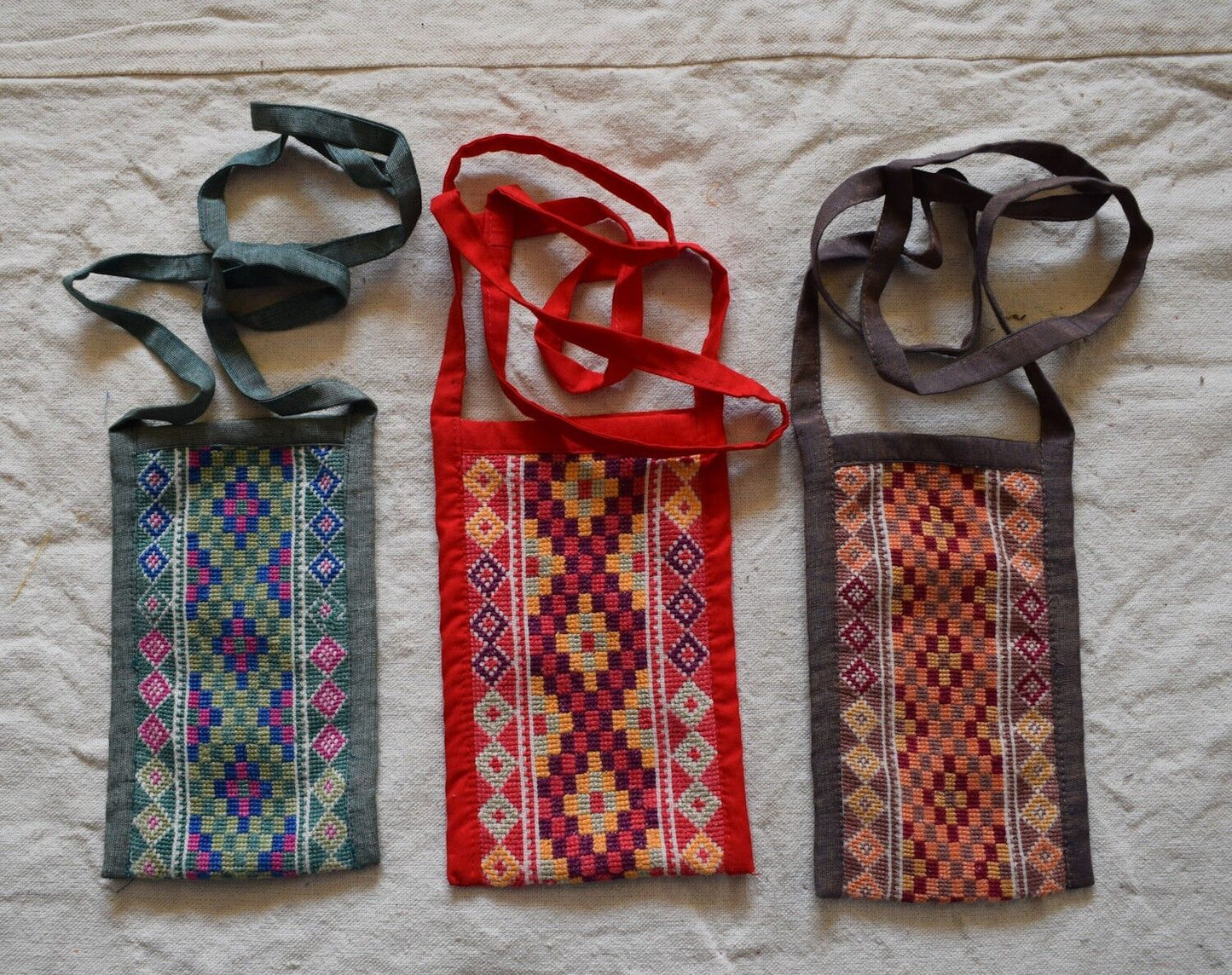 3 Hand Stitched embroidered Egyptian Palestinian Bedouin Purse shoulder Bags