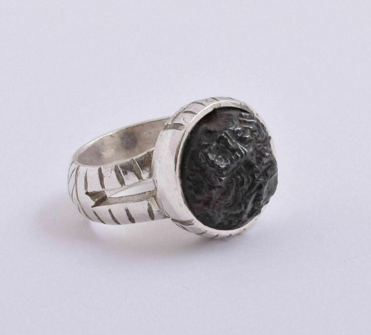 Goethite after Marcasite stone 925 sterling Silver Men Ring-Handcrafted-Egypt