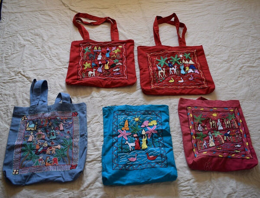 5X Hand embroidered Egyptian Shoulder bag -Farmer traditional scenes