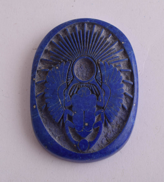 Egyptian Scarab-Carved Egyptian Lapis Lazuli Scarab- 2" / 33 gram