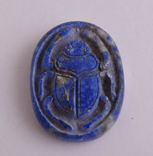 Egyptian Scarab-Carved Egyptian Lapis Lazuli Scarab- 1.9" / 48 gram