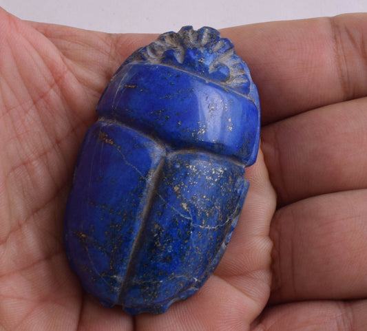 Egyptian Scarab-Carved Egyptian Lapis Lazuli Scarab- 2.5" /  87 gram